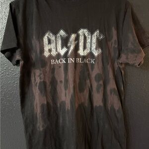 AC/DC Back In Black Graphic Tee - Black with Brown Wash